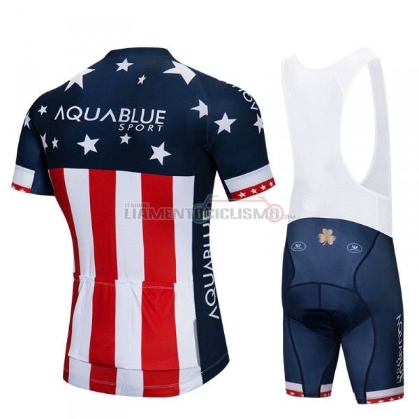 Abbigliamento Ciclismo Aqua Blue Sport Campione USA Manica Corta 2018 Blu